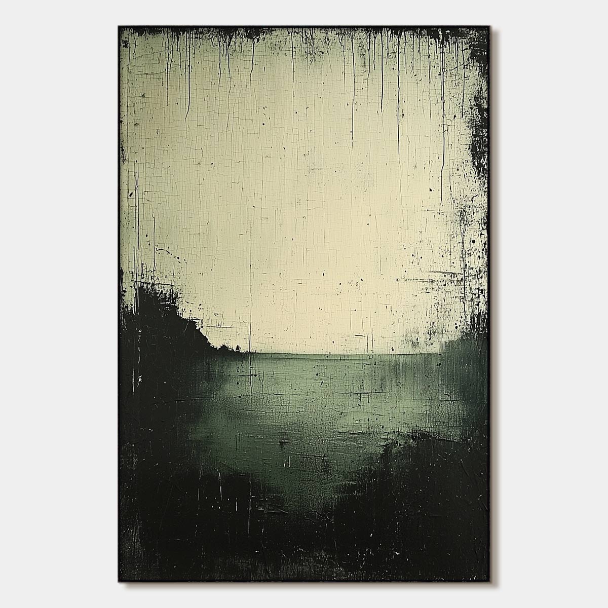 EMERALD MIST: Textured Wabi-Sabi Seascape Oil Painting