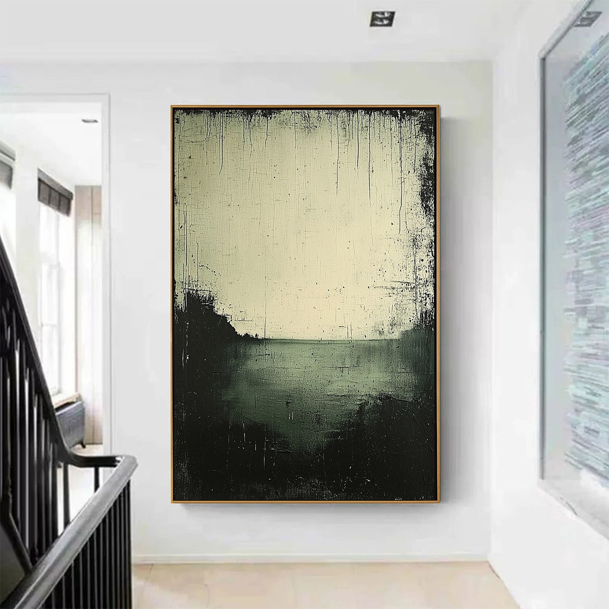 EMERALD MIST: Textured Wabi-Sabi Seascape Oil Painting - Image 2