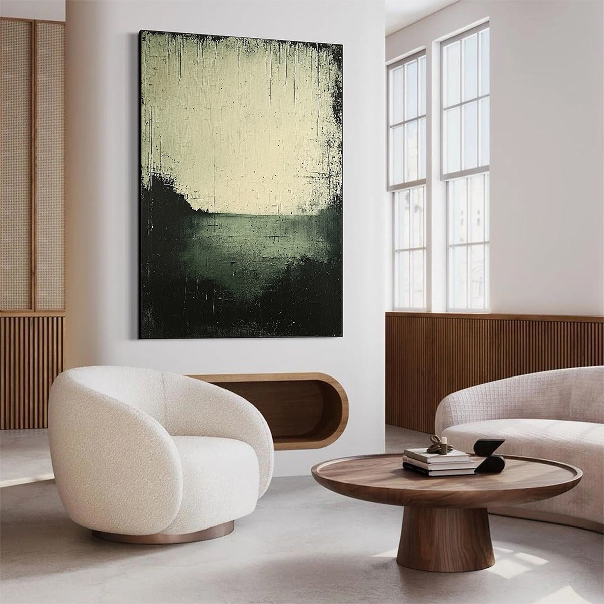 EMERALD MIST: Textured Wabi-Sabi Seascape Oil Painting - Image 4