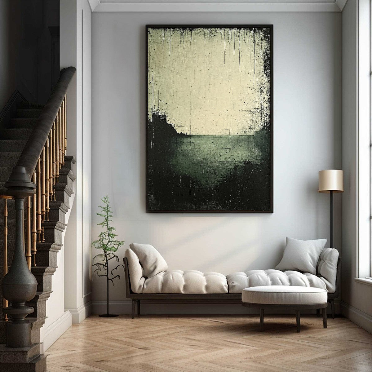 EMERALD MIST: Textured Wabi-Sabi Seascape Oil Painting - Image 6