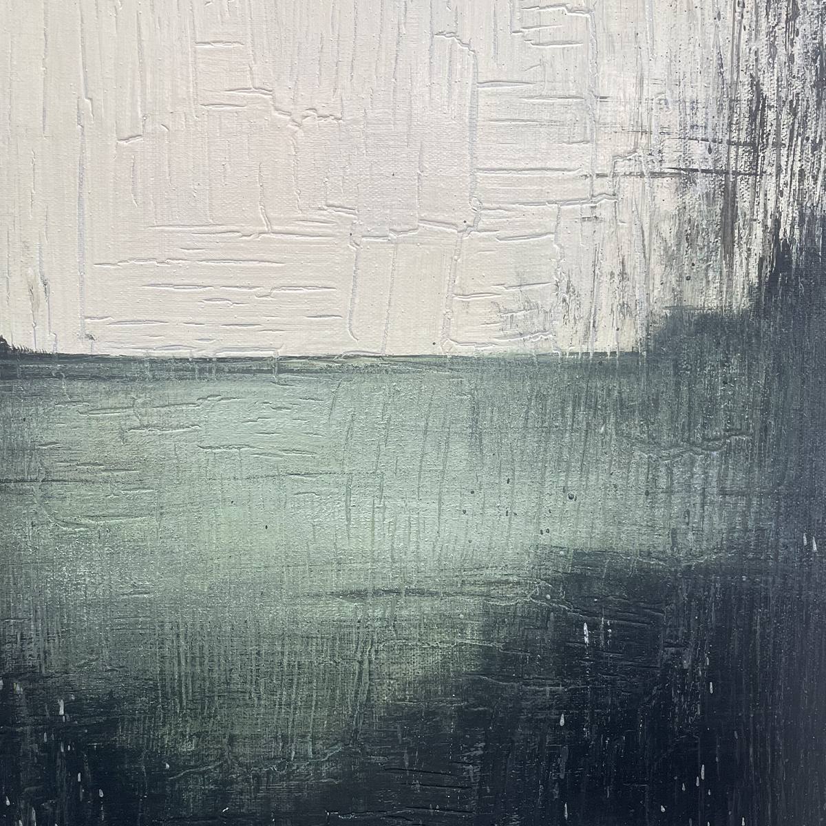EMERALD MIST: Textured Wabi-Sabi Seascape Oil Painting - Image 3