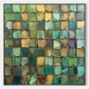 EMERALD MOSAIC: Textured Abstract Green and Gold Oil Painting