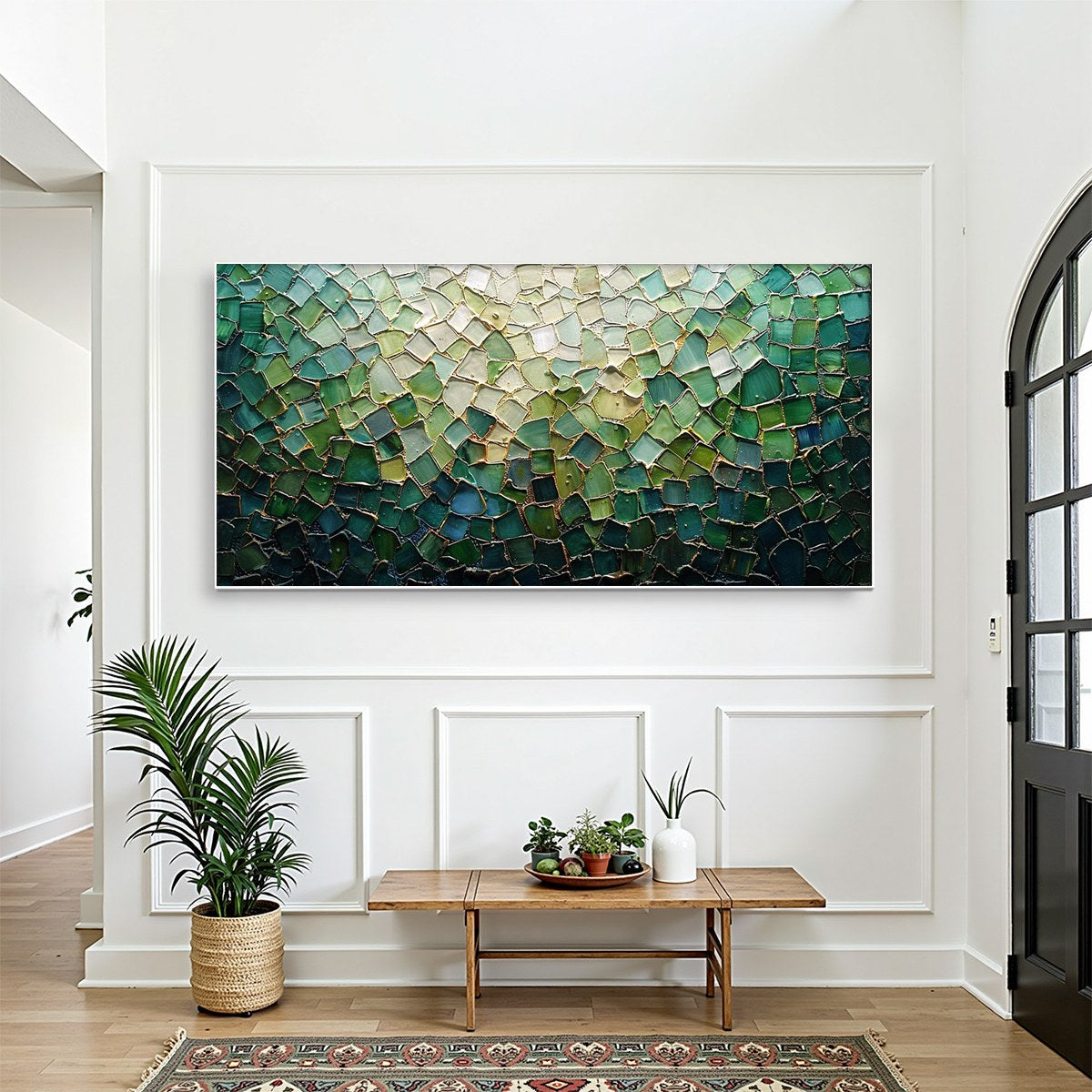 EMERALD MOSAIC: Textured Abstract Landscape Oil Painting - Image 2