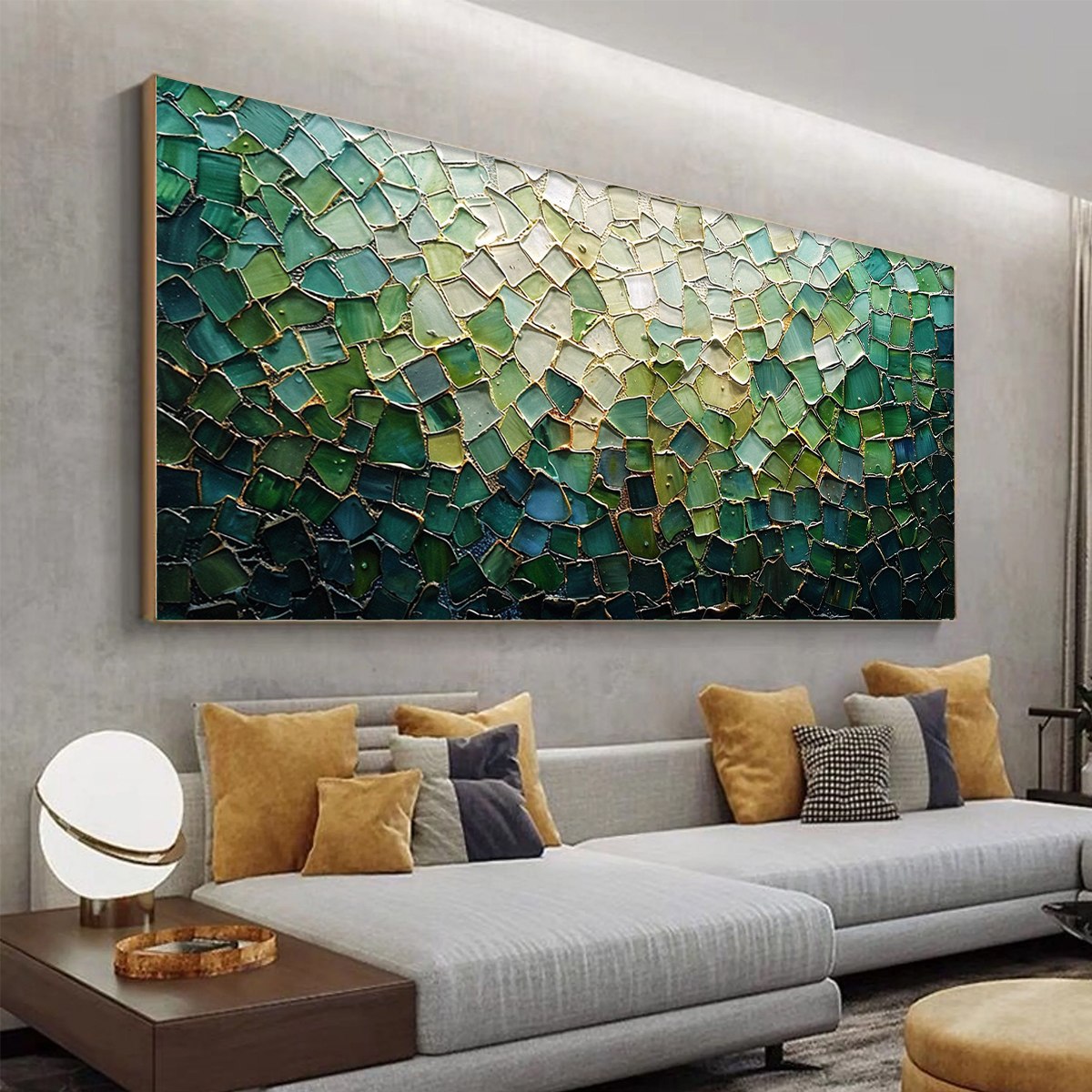 EMERALD MOSAIC: Textured Abstract Landscape Oil Painting - Image 4