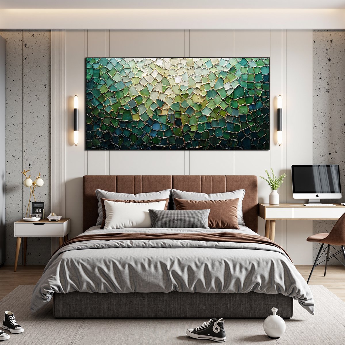 EMERALD MOSAIC: Textured Abstract Landscape Oil Painting - Image 6