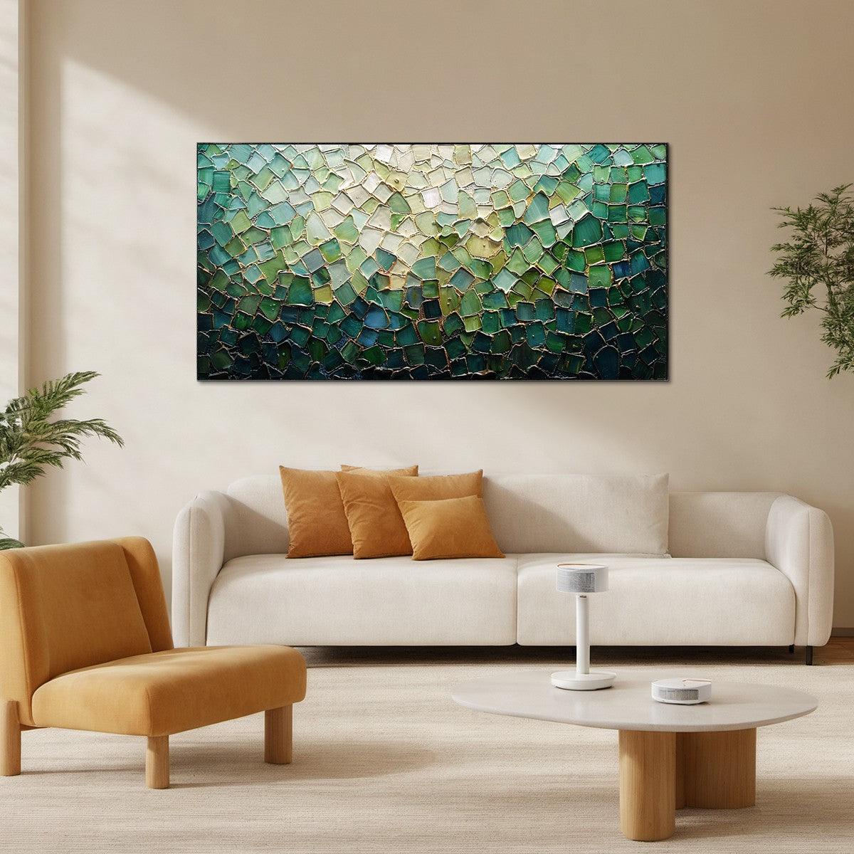EMERALD MOSAIC: Textured Abstract Landscape Oil Painting - Image 7