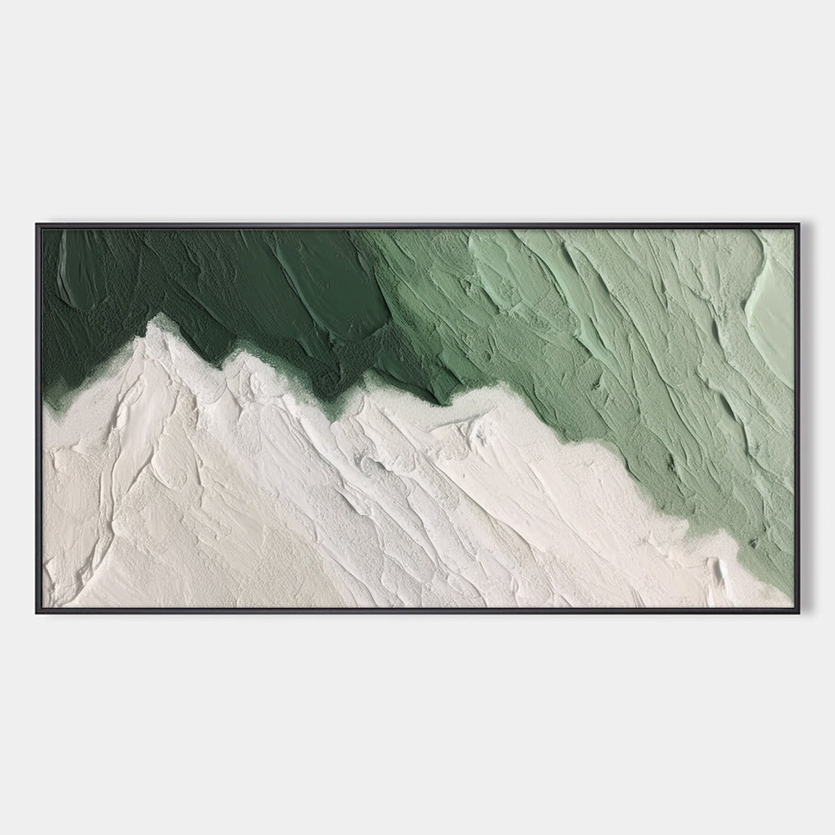 EMERALD PEAKS: Textured Abstract Landscape Oil Painting