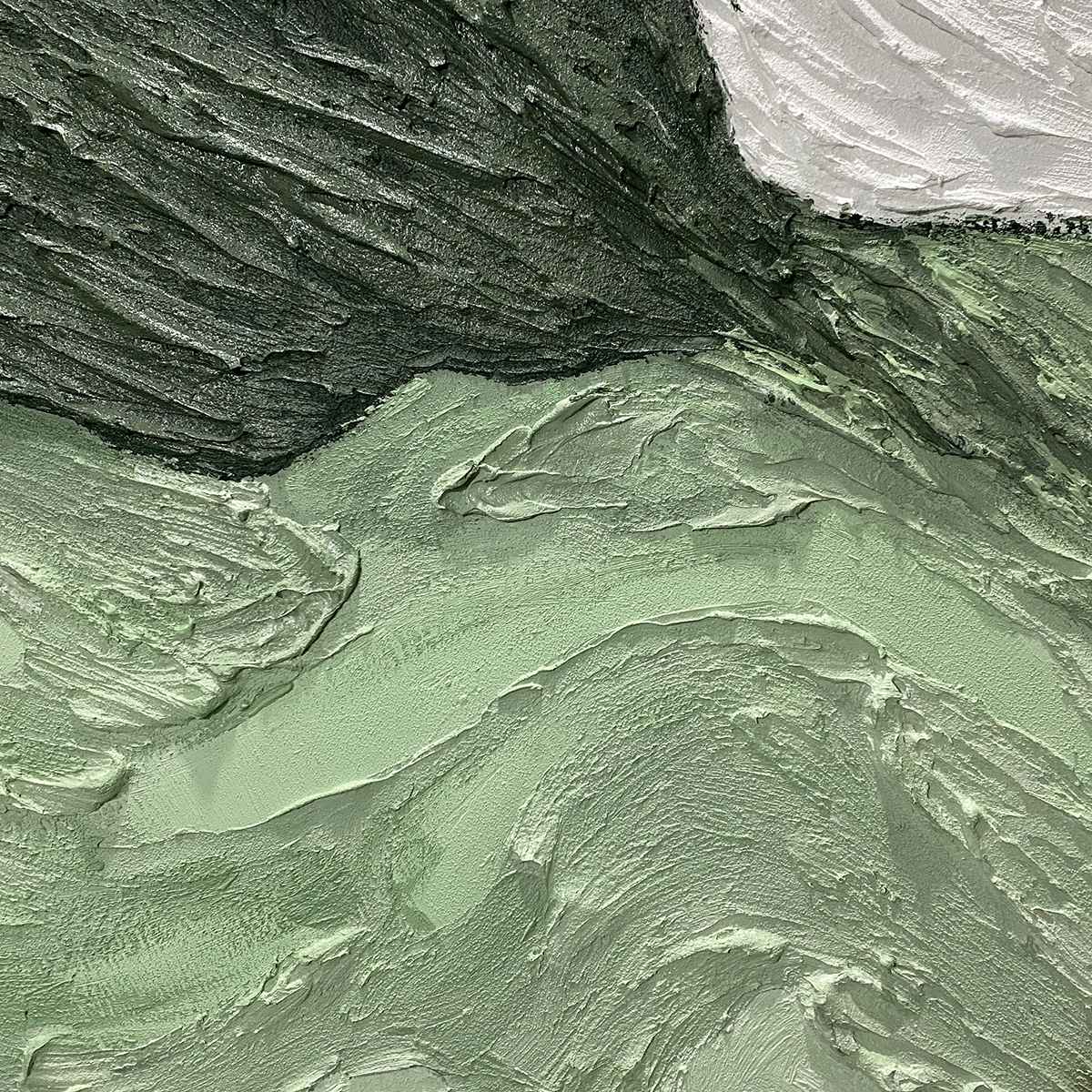 EMERALD PEAKS: Textured Abstract Landscape Oil Painting - Image 6