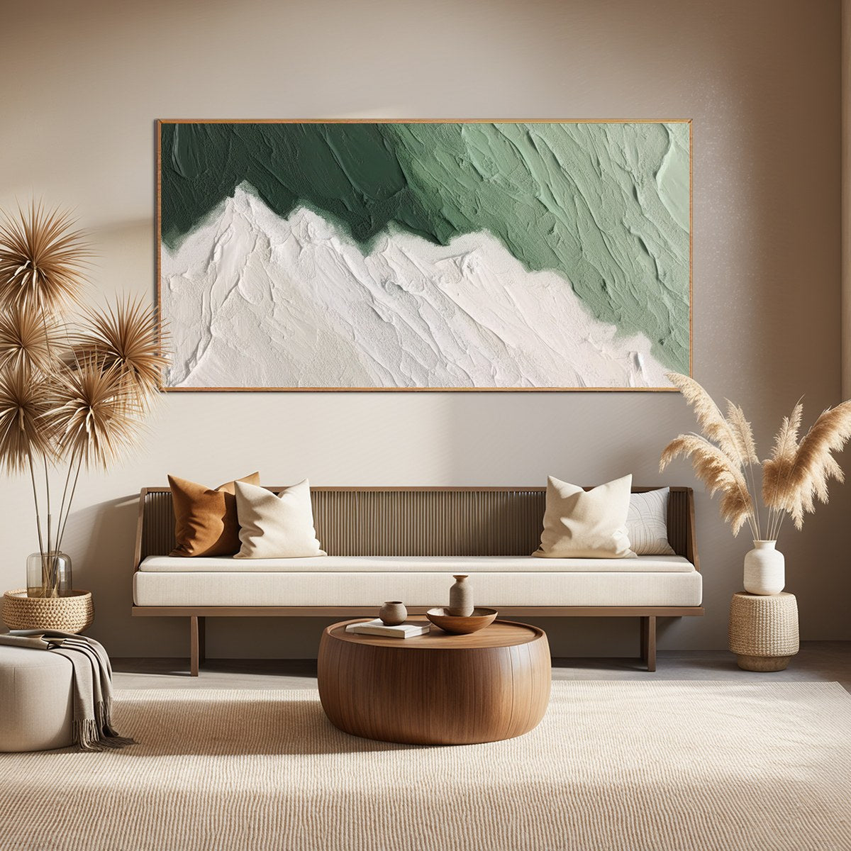 EMERALD PEAKS: Textured Abstract Landscape Oil Painting - Image 2