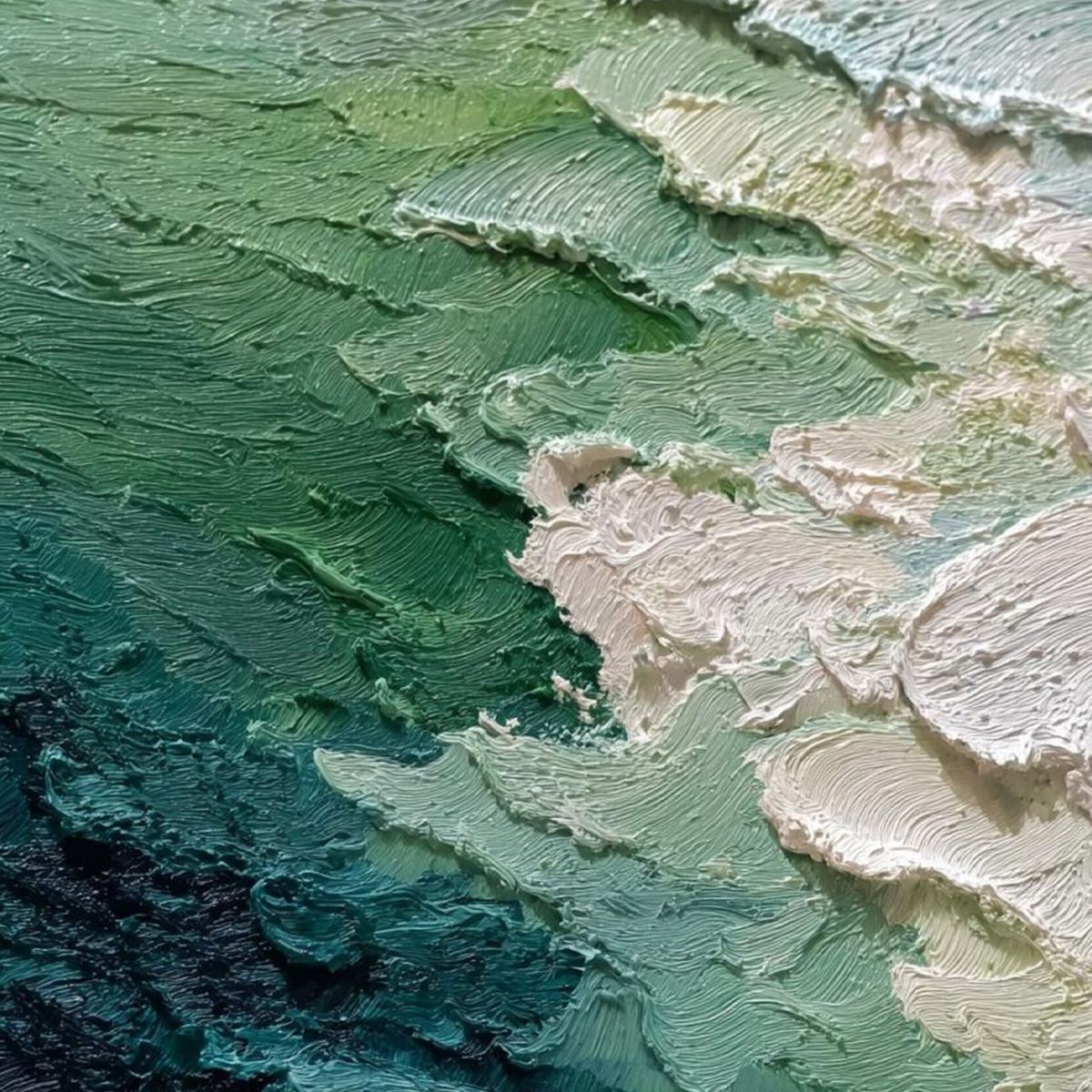 EMERALD TIDE: Textured Wabi Sabi Abstract Painting - Image 3