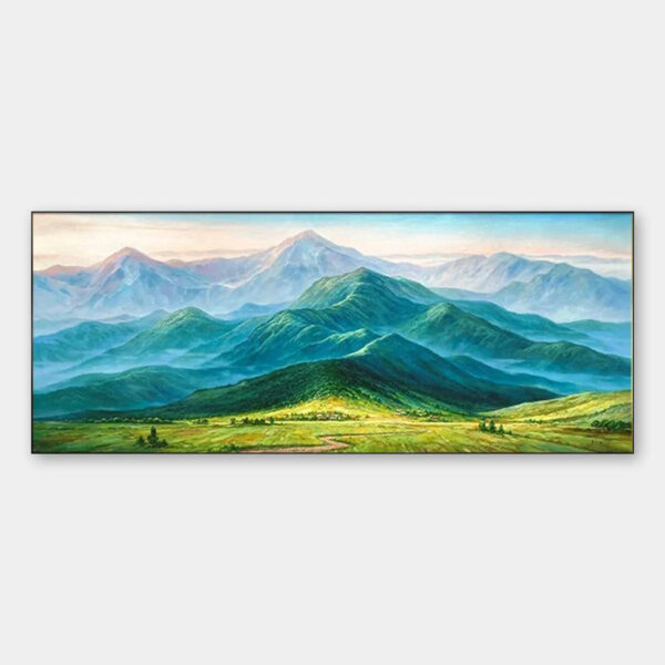 EMERALD VALLEY VISTA: Panoramic Mountain Landscape Oil Painting