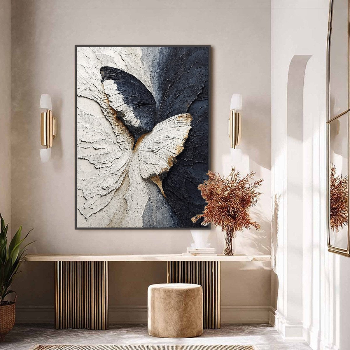 EMERGENCE: Textured Wabi Sabi Butterfly Impasto Wall Art - Image 4