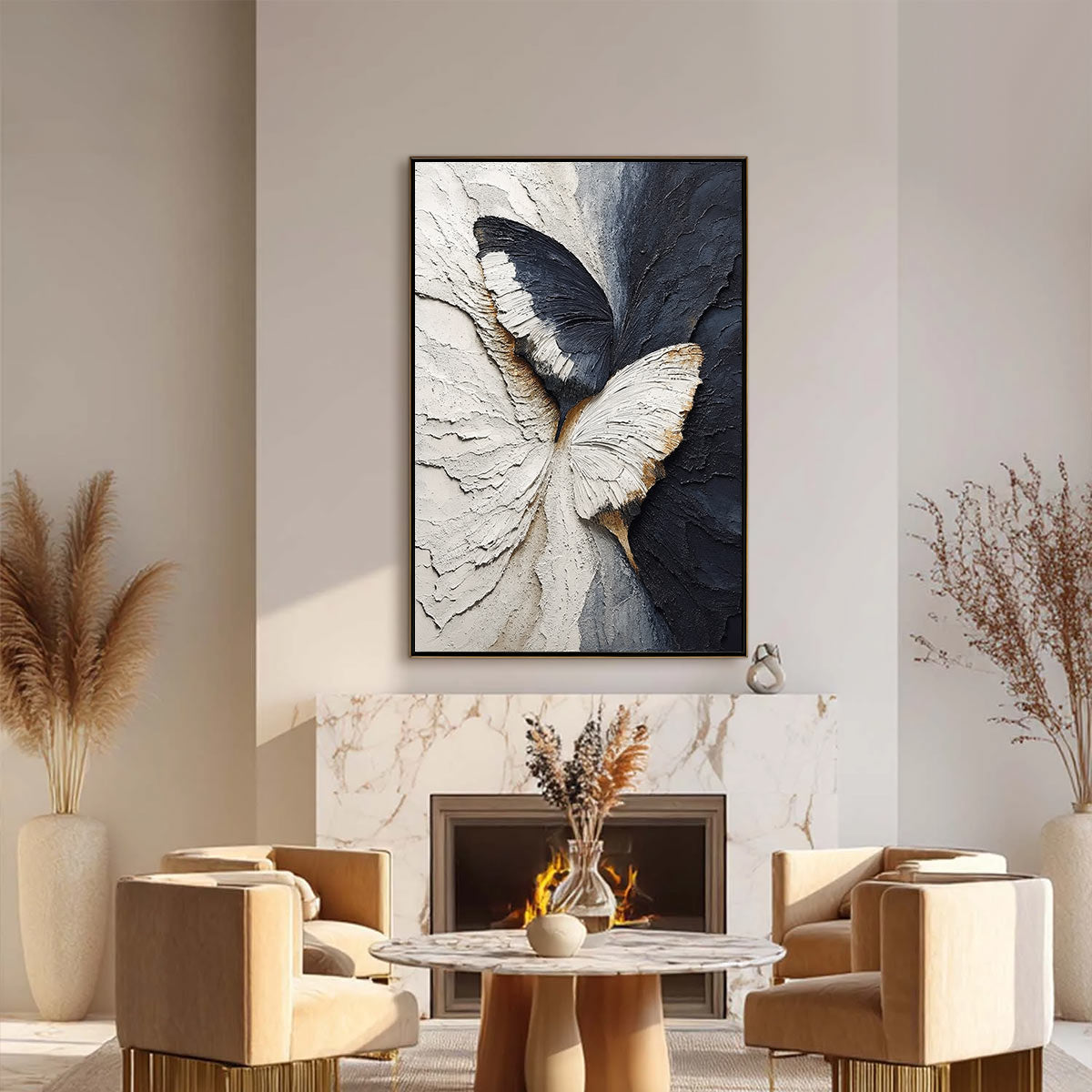 EMERGENCE: Textured Wabi Sabi Butterfly Impasto Wall Art - Image 6