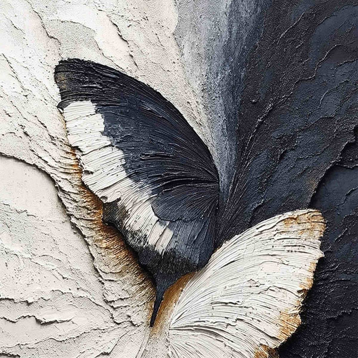EMERGENCE: Textured Wabi Sabi Butterfly Impasto Wall Art - Image 3