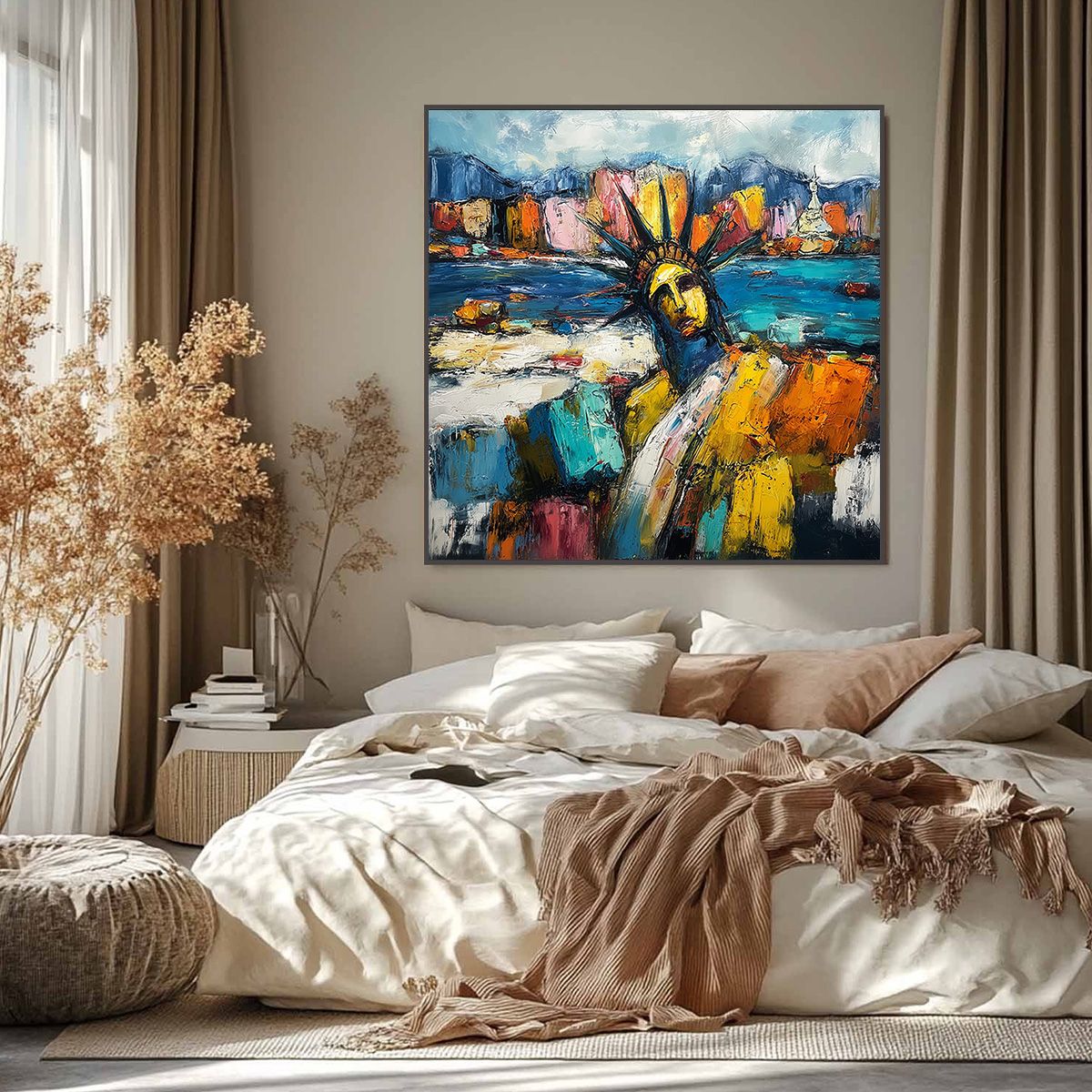 EMPIRE VIBRATIONS: Textured Abstract Statue of Liberty Cityscape Painting - Image 2