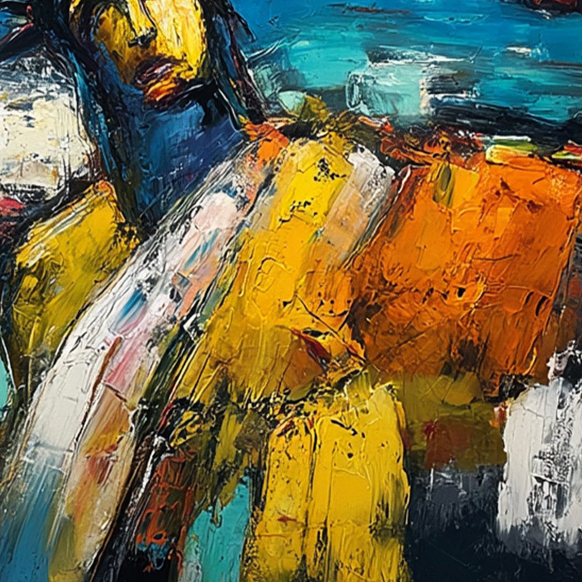 EMPIRE VIBRATIONS: Textured Abstract Statue of Liberty Cityscape Painting - Image 5