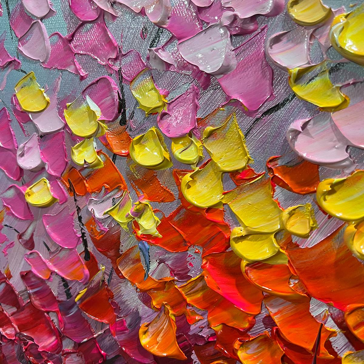 ENCHANTED FOREST: Textured Colorful Trees Oil Painting - Image 3