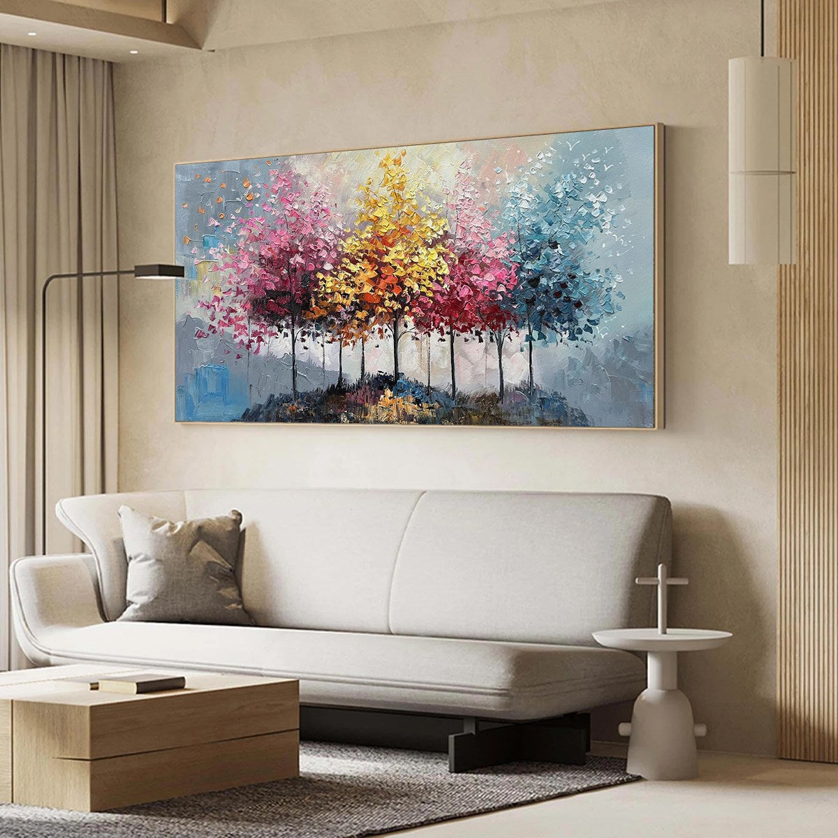ENCHANTED FOREST: Textured Colorful Trees Oil Painting - Image 4
