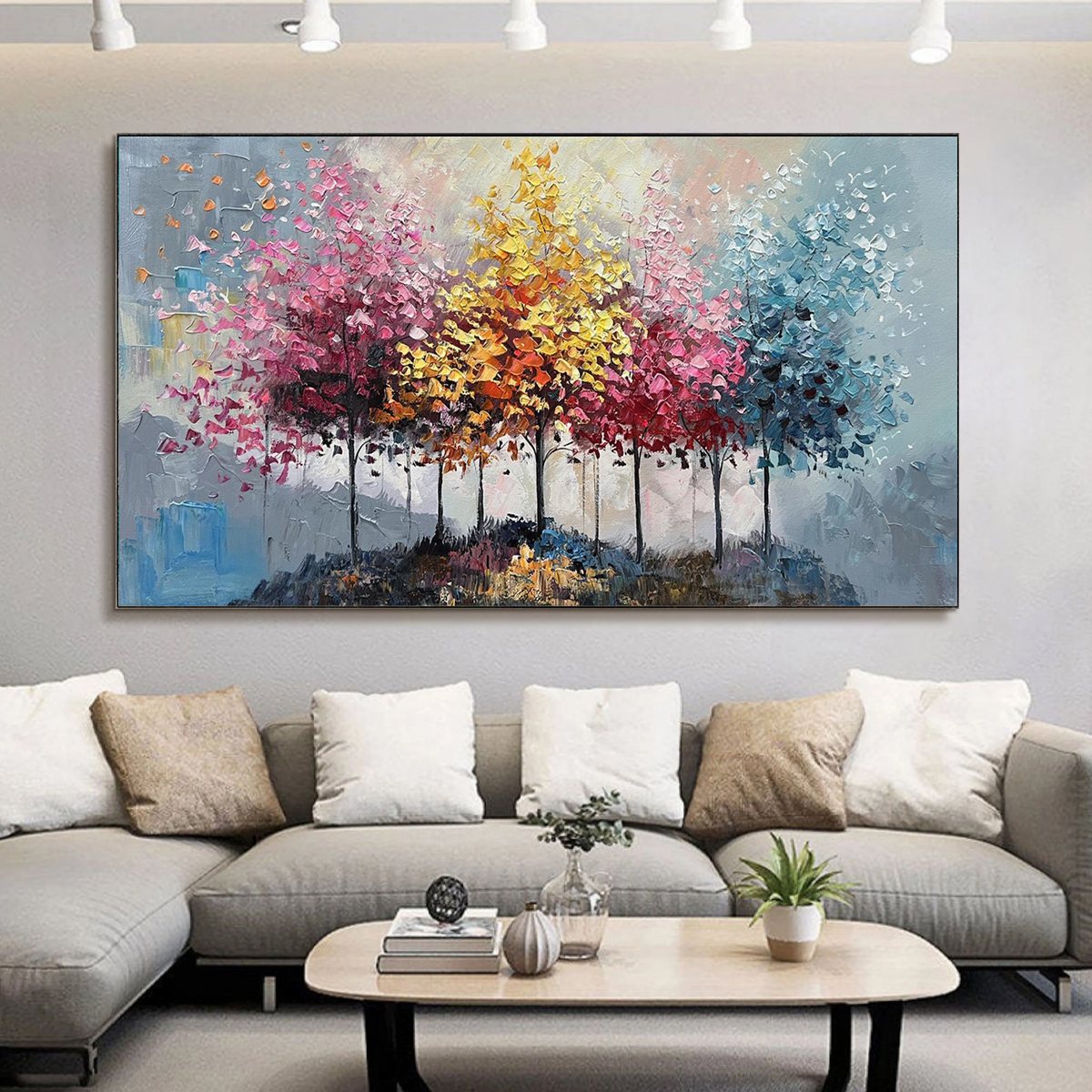 ENCHANTED FOREST: Textured Colorful Trees Oil Painting - Image 6