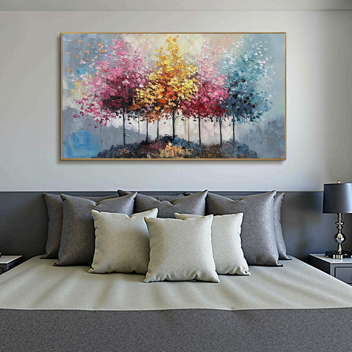 ENCHANTED FOREST: Textured Colorful Trees Oil Painting - Image 7