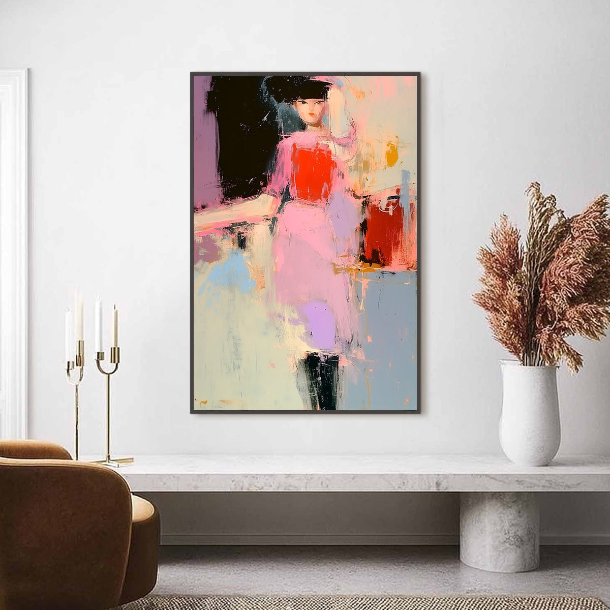 ENIGMA IN PINK: Modern Abstract Figurative Portrait Painting - Image 2