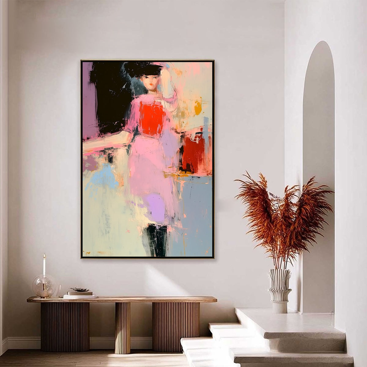 ENIGMA IN PINK: Modern Abstract Figurative Portrait Painting - Image 4