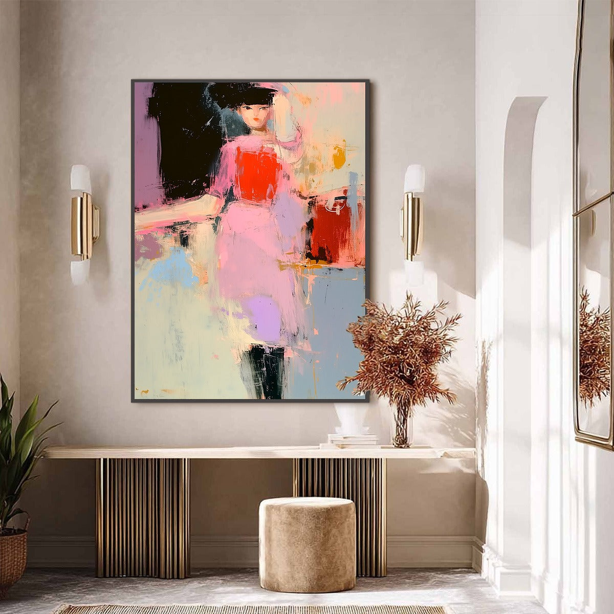 ENIGMA IN PINK: Modern Abstract Figurative Portrait Painting - Image 6