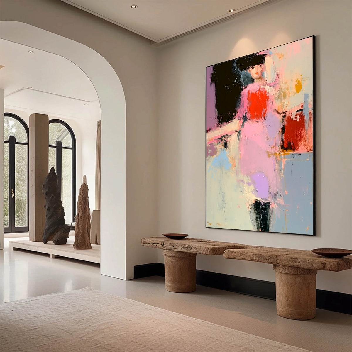 ENIGMA IN PINK: Modern Abstract Figurative Portrait Painting - Image 7
