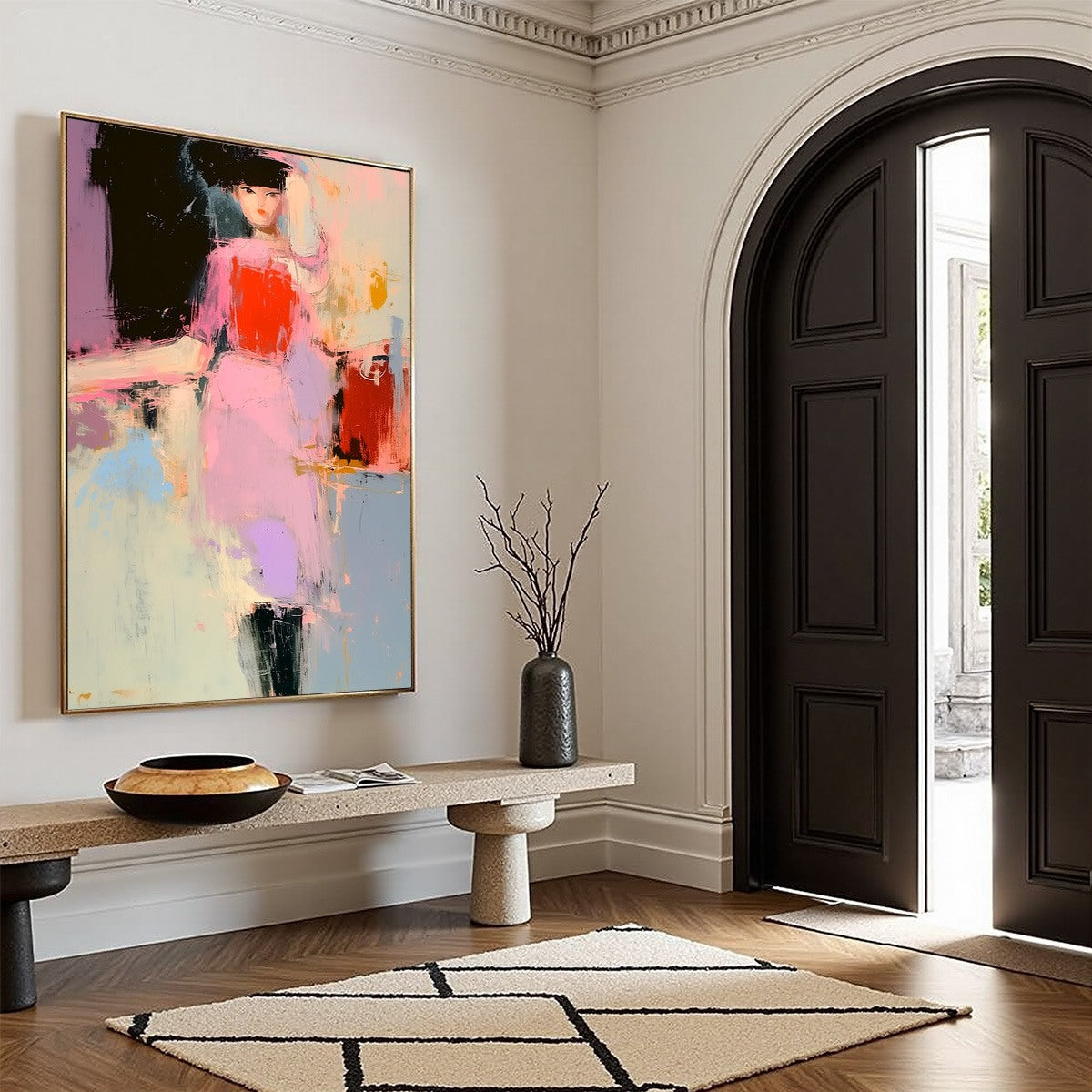 ENIGMA IN PINK: Modern Abstract Figurative Portrait Painting - Image 8