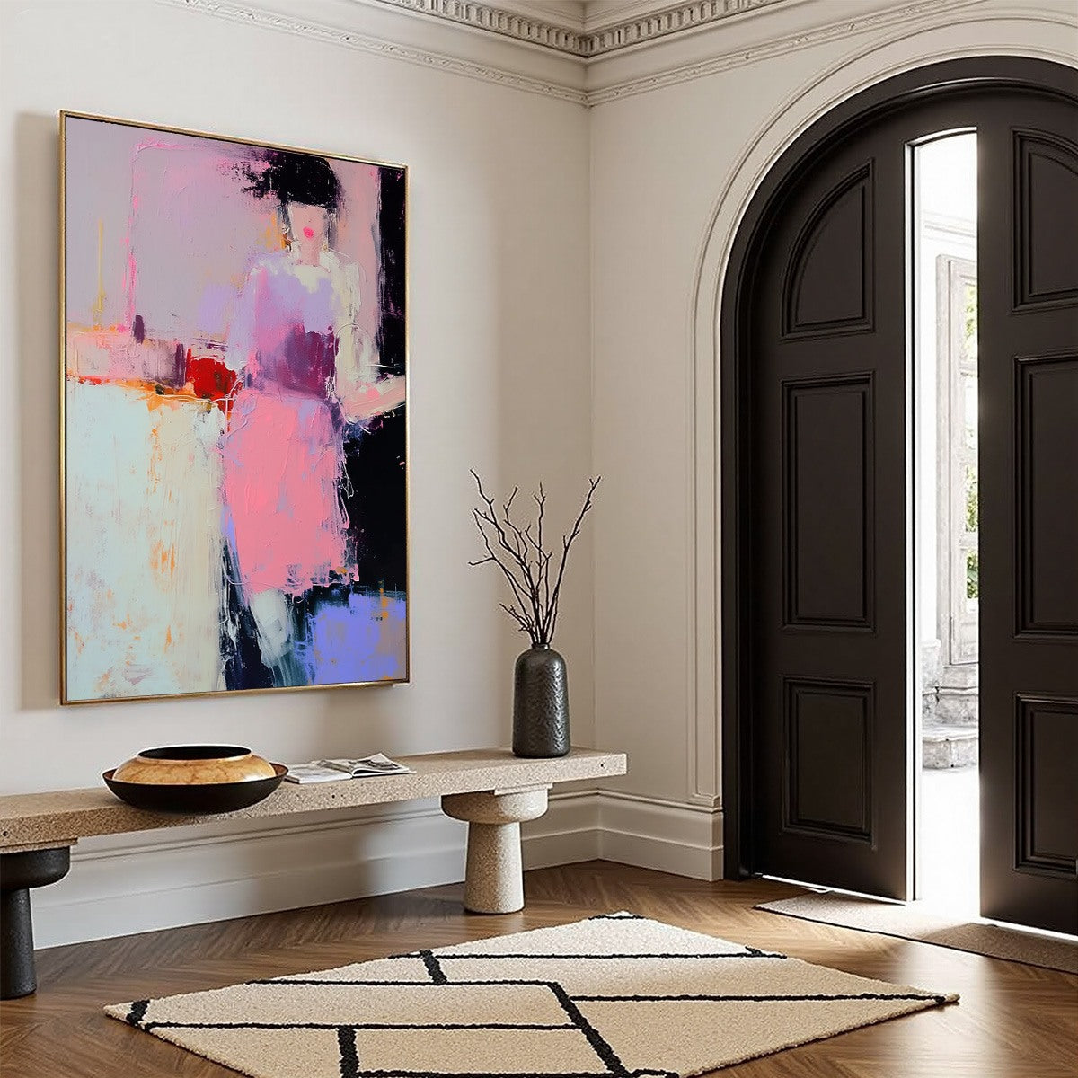 ENIGMA IN PINK: Textured Abstract Portrait Painting of a Woman - Image 8