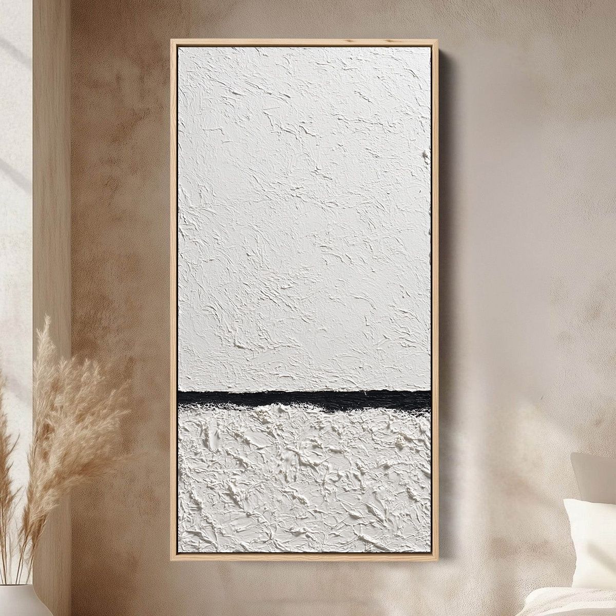 EQUILIBRIUM: Textured Black and White Minimalist Painting - Image 2