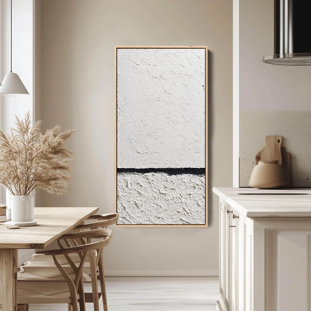 EQUILIBRIUM: Textured Black and White Minimalist Painting - Image 4