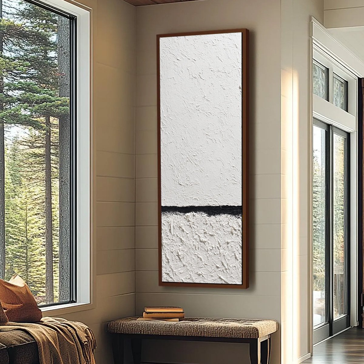 EQUILIBRIUM: Textured Black and White Minimalist Painting - Image 7