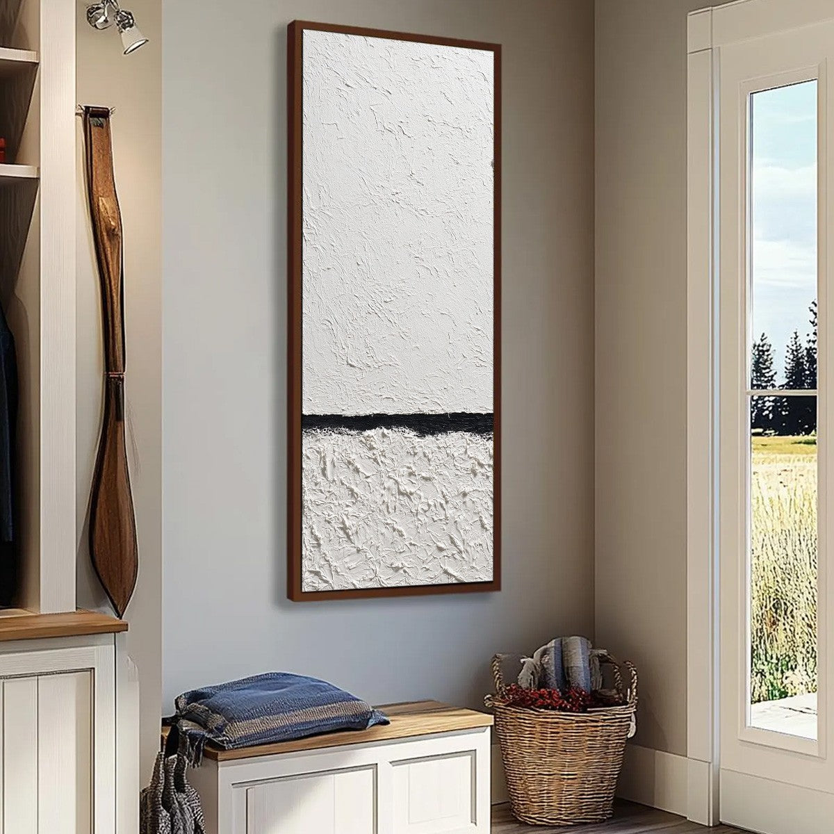 EQUILIBRIUM: Textured Black and White Minimalist Painting - Image 8