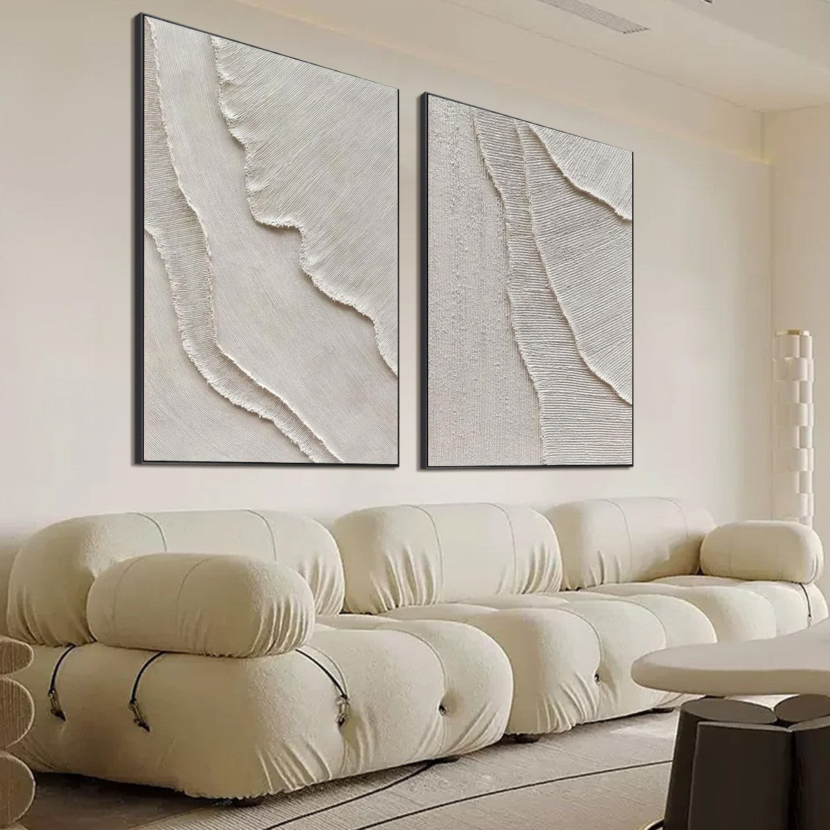 ETCHED IN STONE: Textured Minimalist Abstract Diptych - Image 4