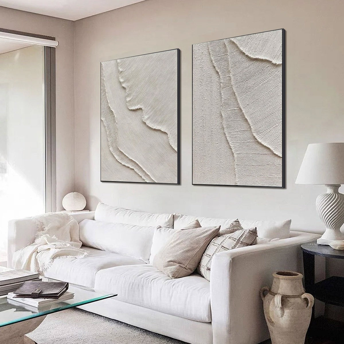 ETCHED IN STONE: Textured Minimalist Abstract Diptych - Image 7