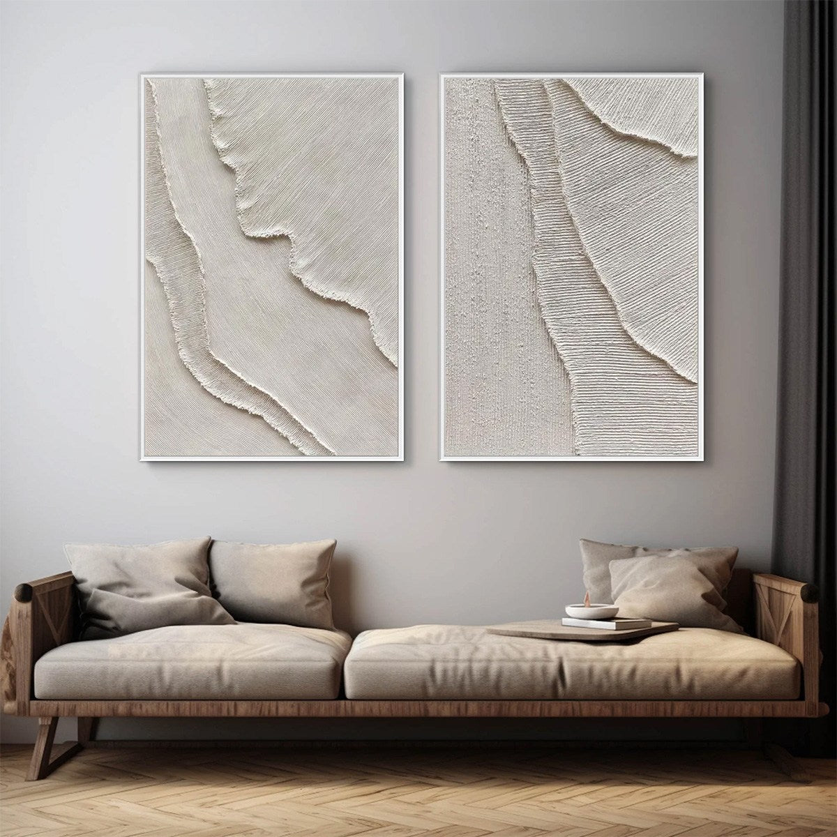 ETCHED IN STONE: Textured Minimalist Abstract Diptych - Image 5
