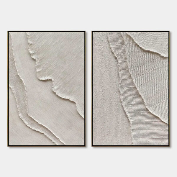ETCHED IN STONE: Textured Minimalist Abstract Diptych