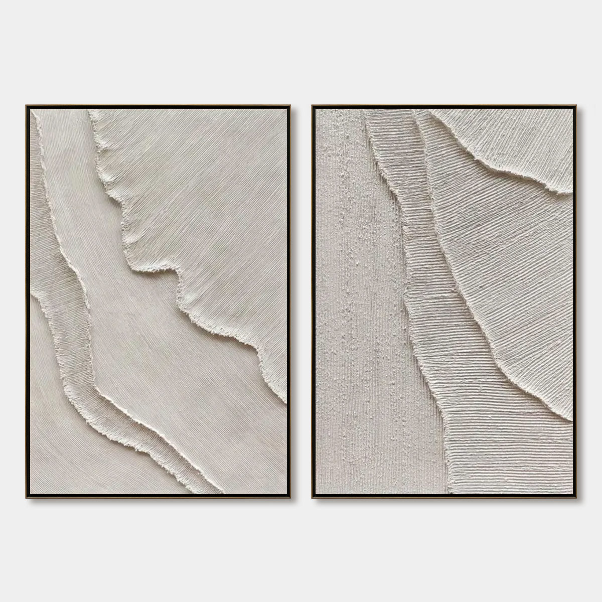 ETCHED IN STONE: Textured Minimalist Abstract Diptych