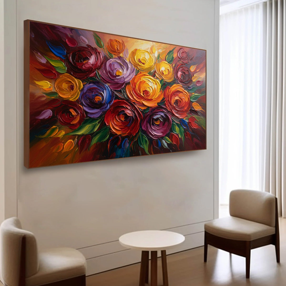 ETERNAL BLOOM: Colorful Textured Impasto Floral Oil Painting - Image 7