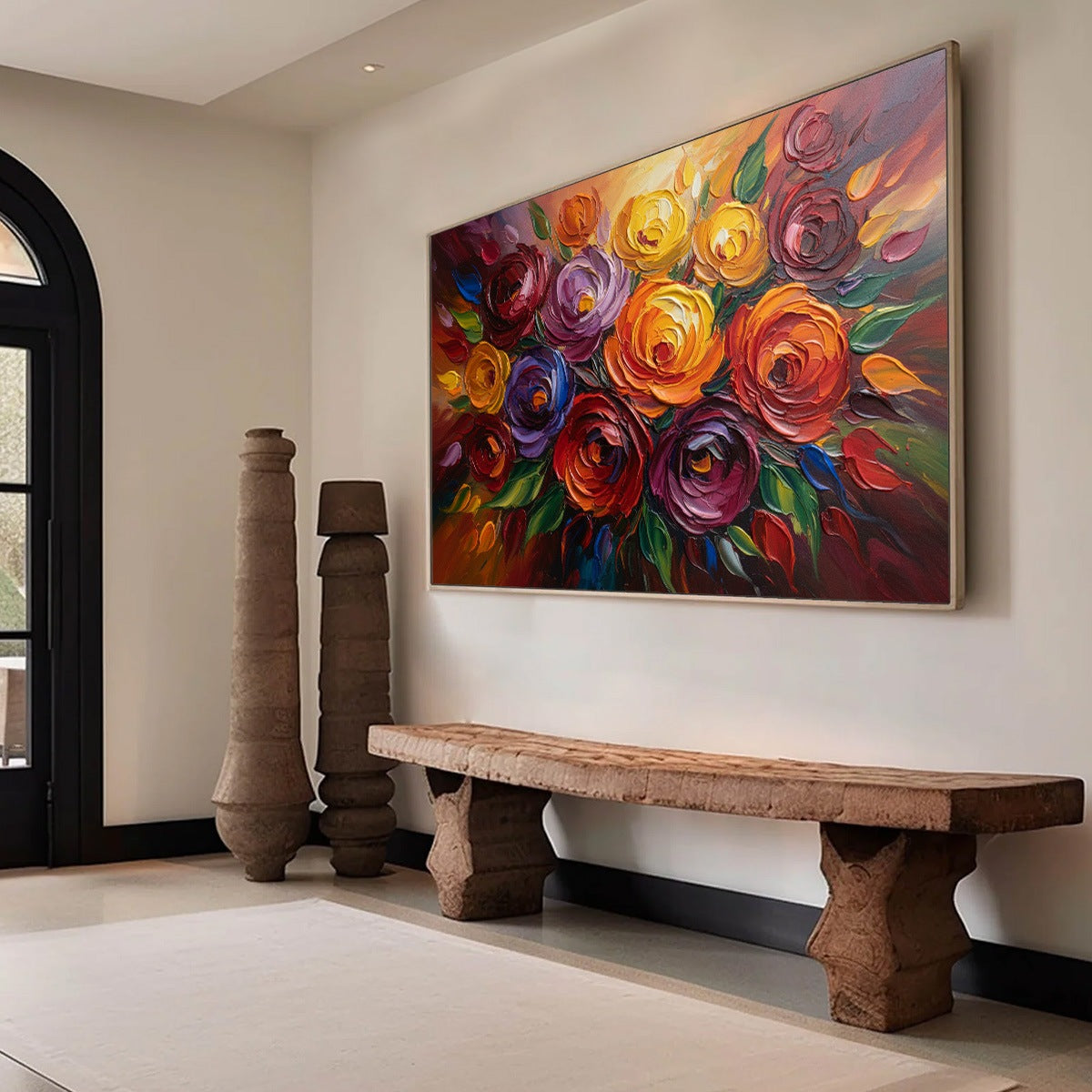 ETERNAL BLOOM: Colorful Textured Impasto Floral Oil Painting - Image 8