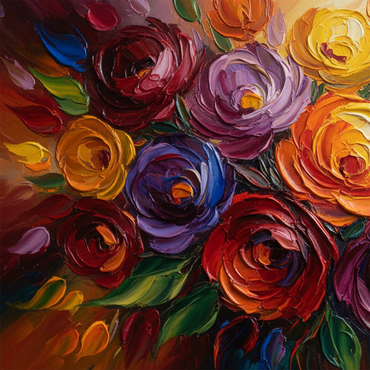 ETERNAL BLOOM: Colorful Textured Impasto Floral Oil Painting - Image 3