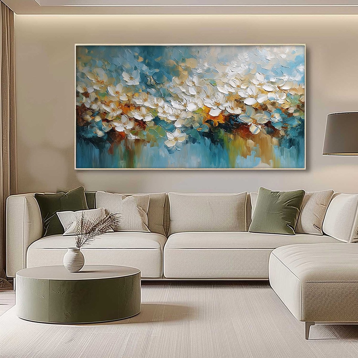 ETERNAL BLOOM: Textured Abstract White Floral Impasto Painting - Image 4