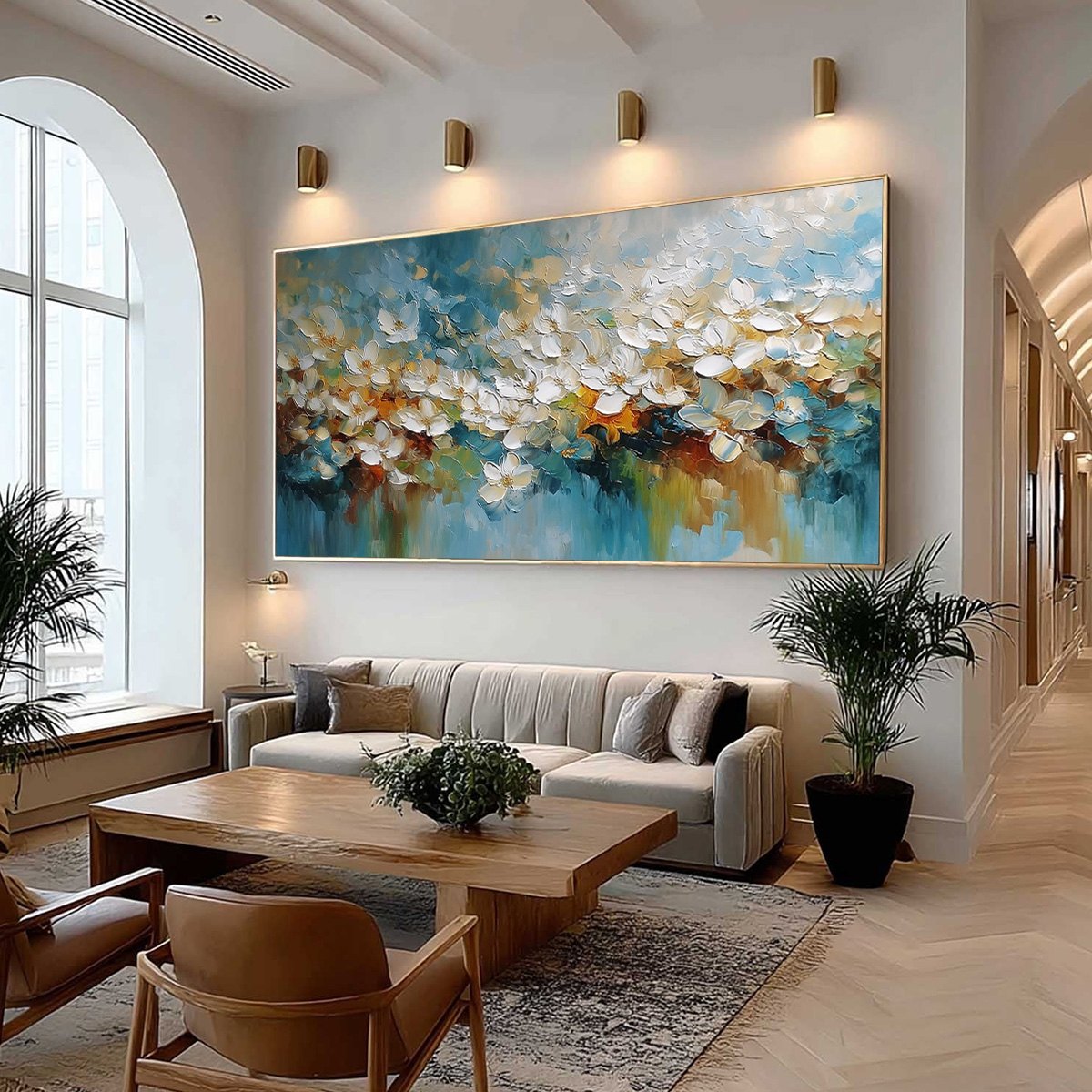ETERNAL BLOOM: Textured Abstract White Floral Impasto Painting - Image 7