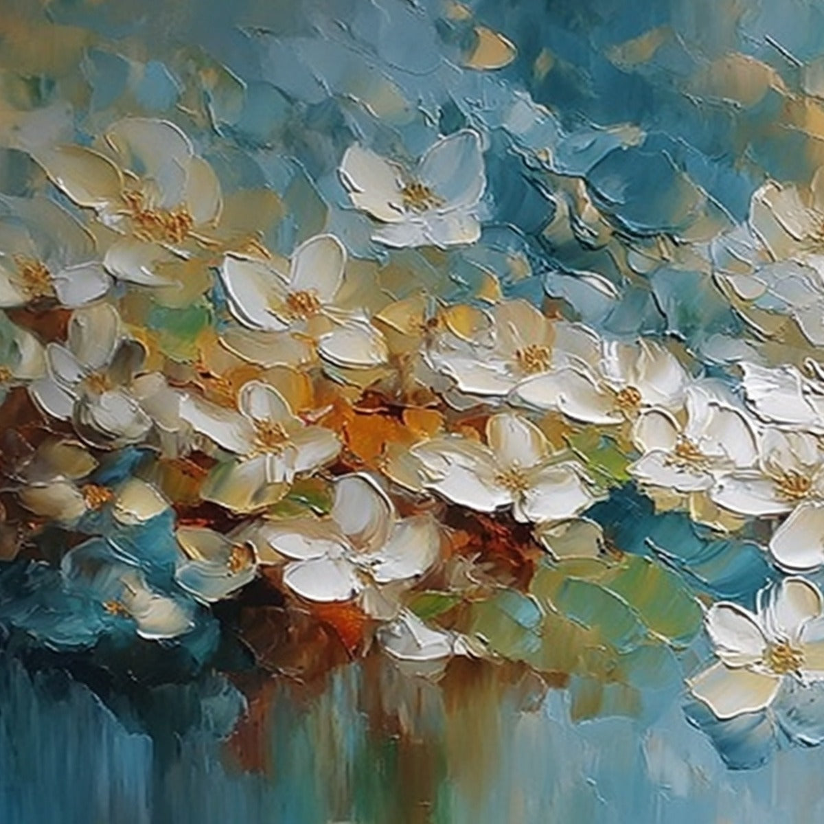 ETERNAL BLOOM: Textured Abstract White Floral Impasto Painting - Image 5