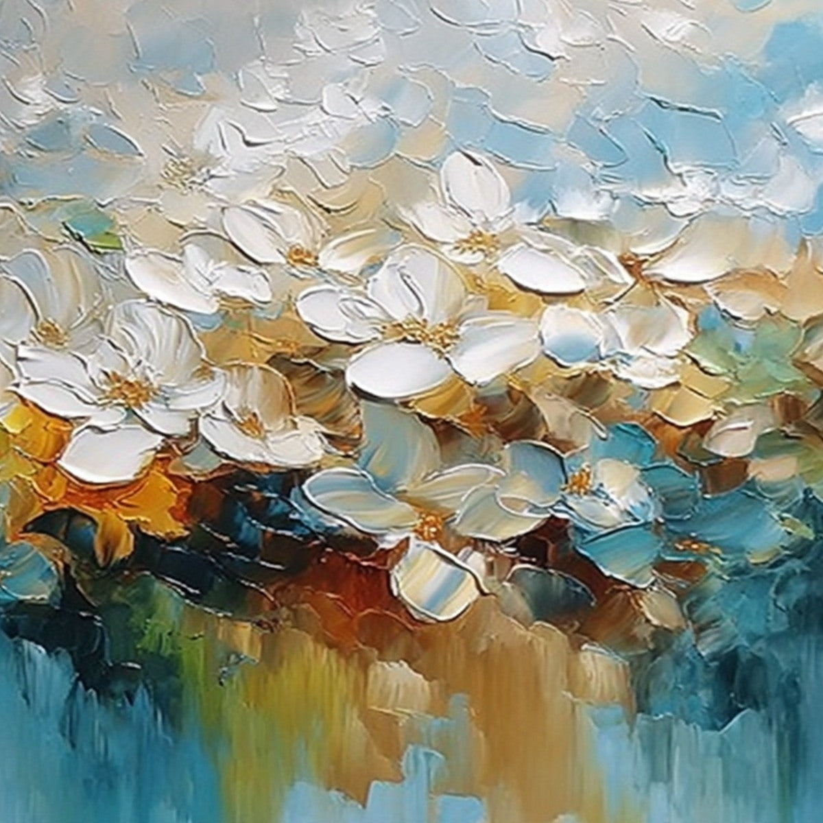 ETERNAL BLOOM: Textured Abstract White Floral Impasto Painting - Image 3