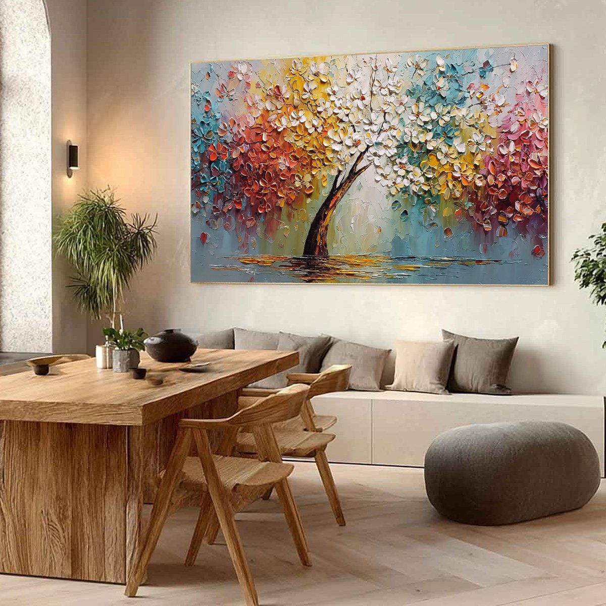 ETERNAL BLOSSOM: Colorful Textured Palette Knife Tree of Life Painting - Image 7