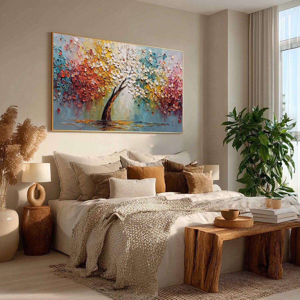 ETERNAL BLOSSOM: Colorful Textured Palette Knife Tree of Life Painting - Image 8