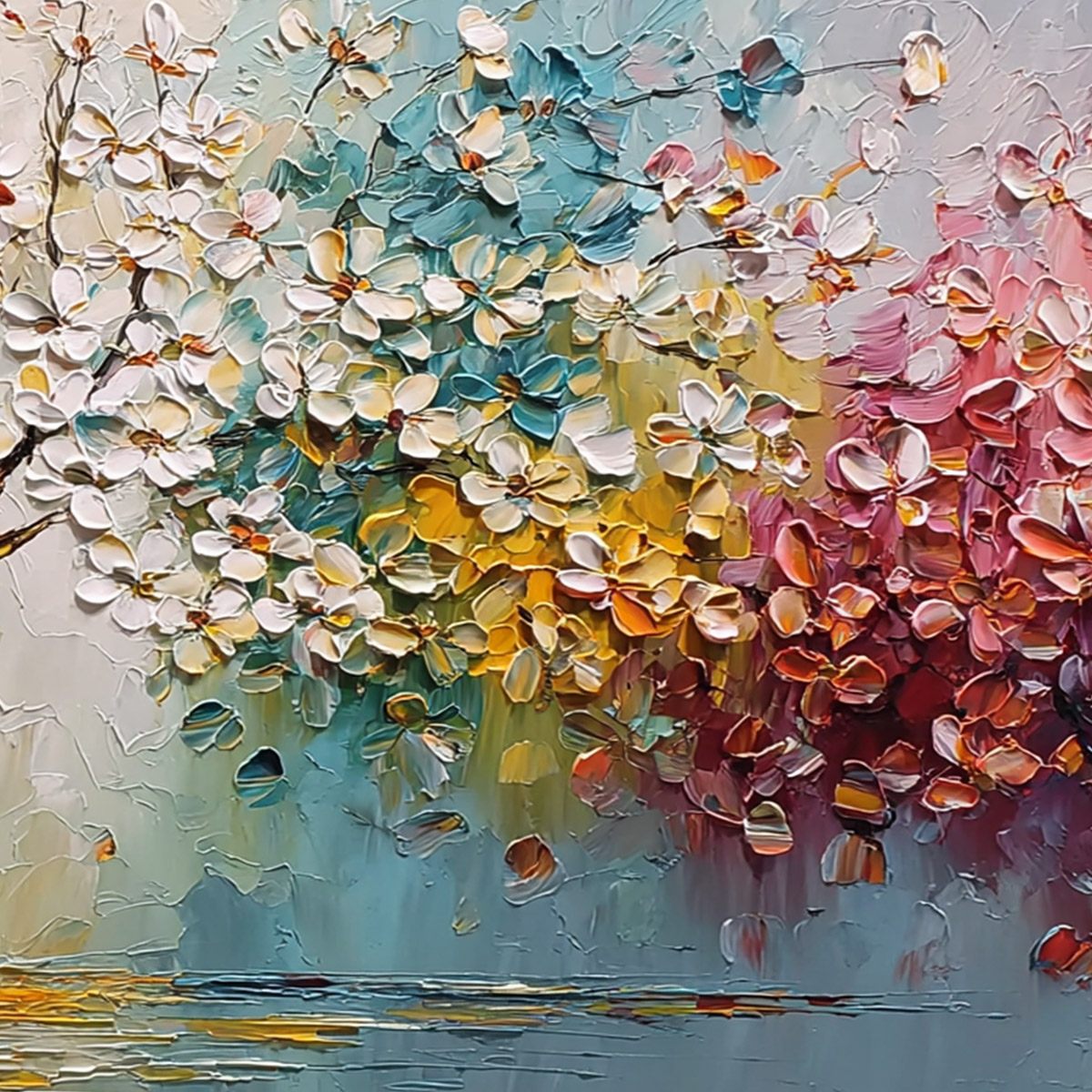 ETERNAL BLOSSOM: Colorful Textured Palette Knife Tree of Life Painting - Image 5