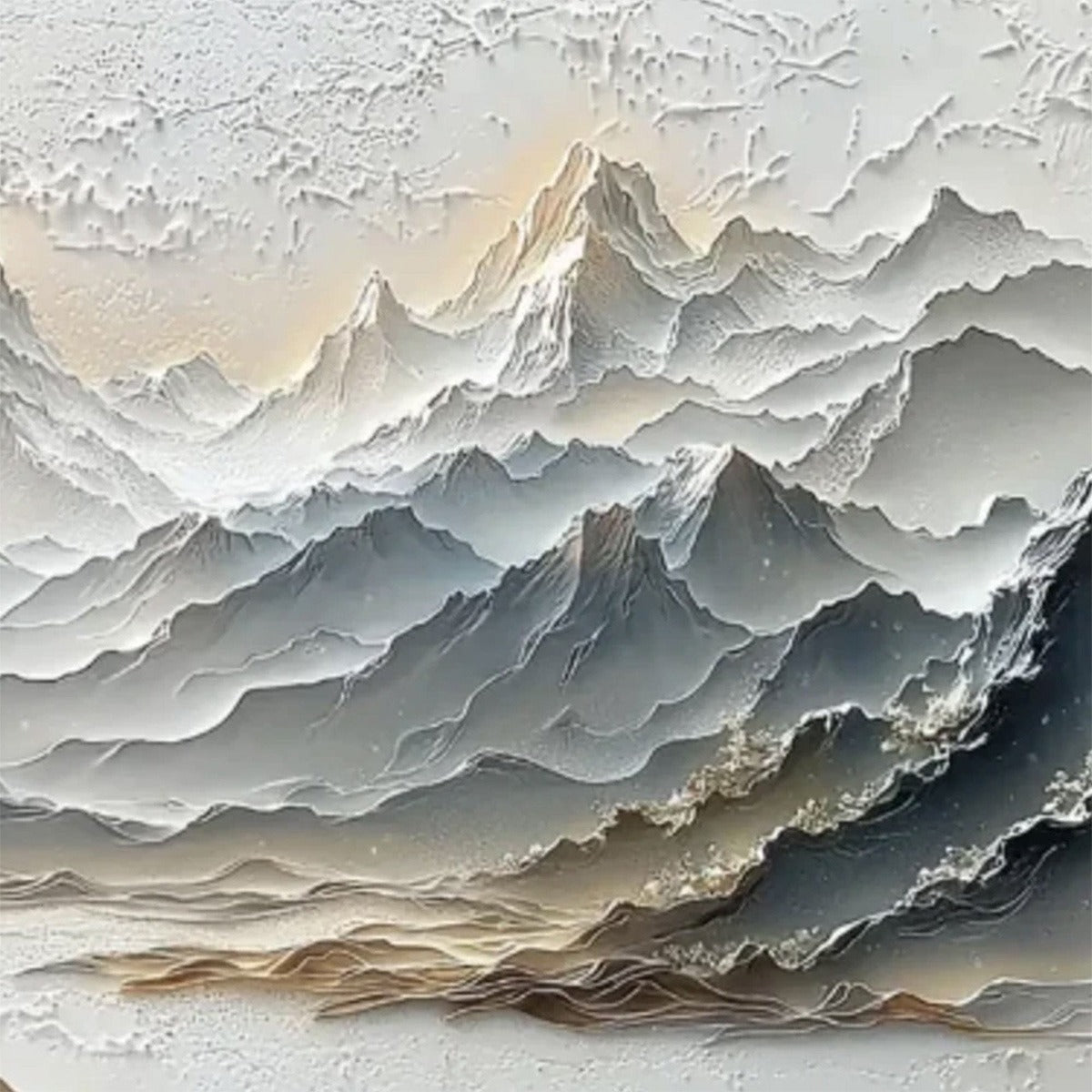 ETERNAL HORIZONS: Textured Wabi Sabi Mountain Landscape Painting - Image 5